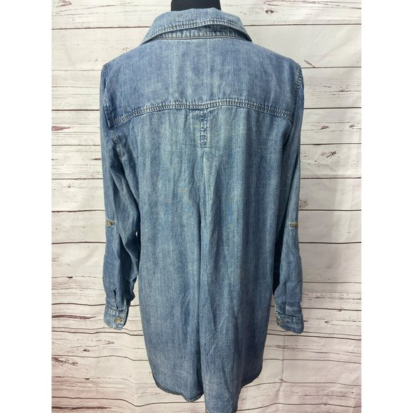 Side stitch womens Demim‎ Tunic Blouse Medium - Picture 3 of 9